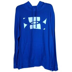 Men's Under Armour Sportstyle Big Logo Hoodie Pullover Sweatshirt Blue Size XL
